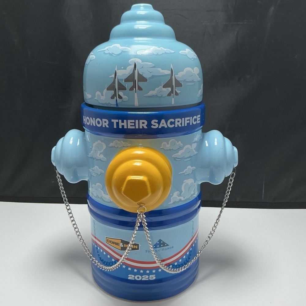 12" RARE Core and Main Promotional 2025 Folds of Honor Fire Hydrant Cookie Jar